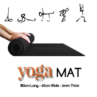 Yoga Mat - Thick - Black - Marked
